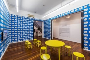 4A Centre for Contemporary Asian Art, Jun Yang, 'Xiní / Xuelí Blue Room' (2018). Installation and printed wallpaper. Installation view: 21st Biennale of Sydney, 4A Centre for Contemporary Asian Art, Sydney (16 March–11 June 2018). Courtesy the artist; Galerie Martin Janda, Vienna; Vitamin Creative Space, Guangzhou; and ShugoArts, Tokyo. Photo: Document Photography.